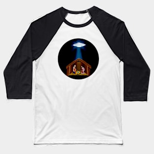 Nativity Manger UFO Baseball T-Shirt
